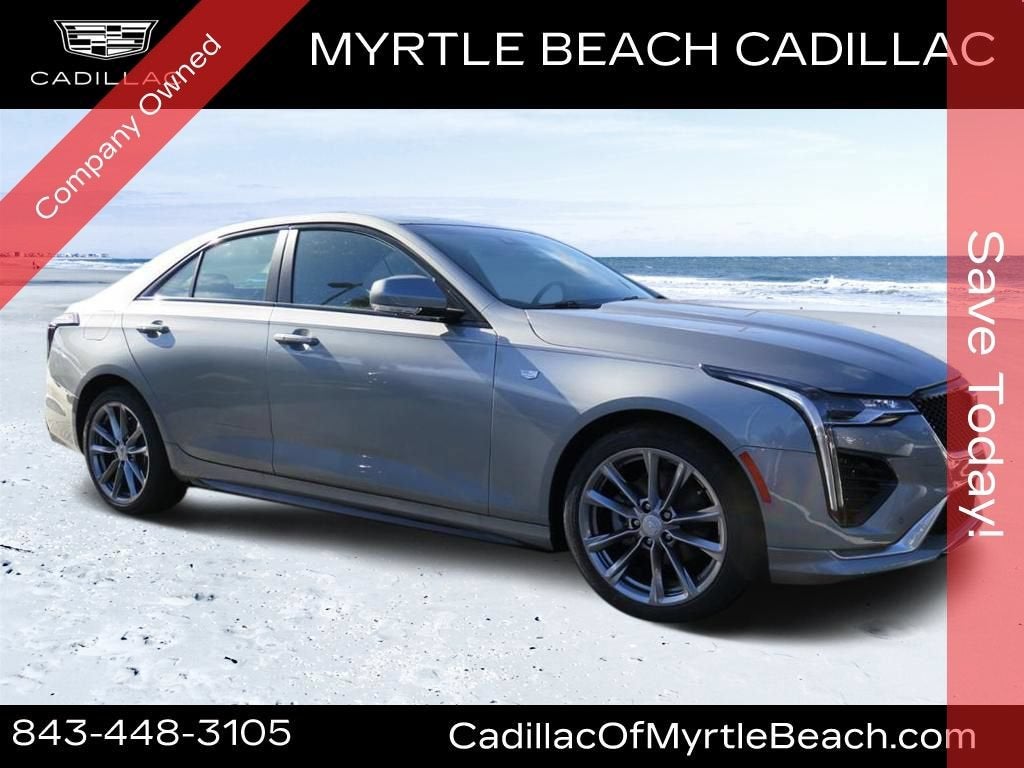 2026 Cadillac CT4 Sport in Argent Silver Metallic — front three-quarter view