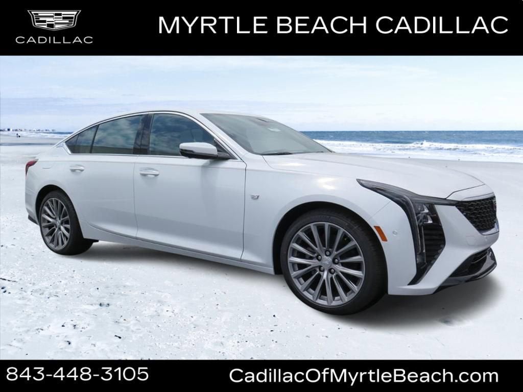 2026 Cadillac CT5 Premium Luxury in Summit White — front three-quarter view