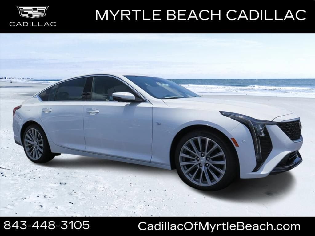 2026 Cadillac CT5 Premium Luxury in Summit White — front three-quarter view