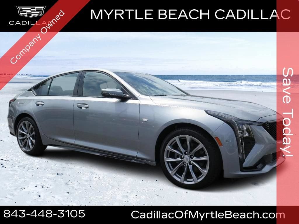 2026 Cadillac CT5 Sport in Argent Silver Metallic — front three-quarter view