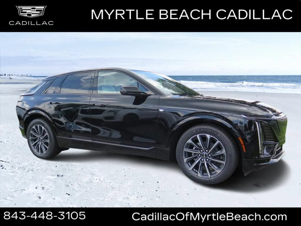 2026 Cadillac LYRIQ Premium Sport in Stellar Black Metallic — front three-quarter view