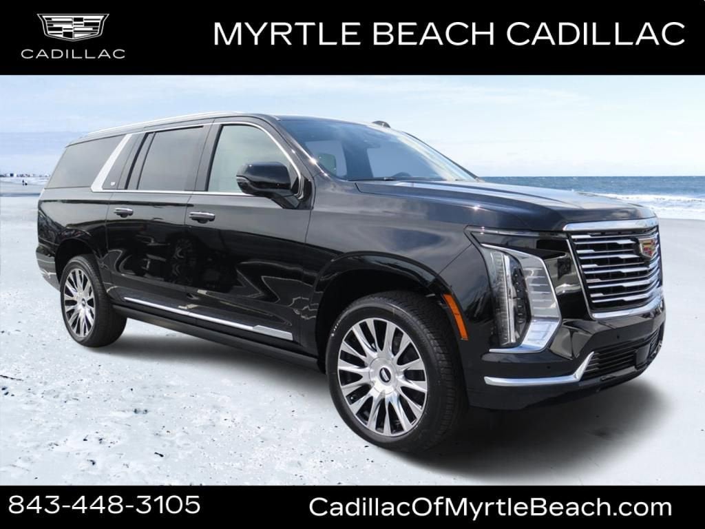 2026 Cadillac Escalade ESV Platinum Luxury in Black Raven — front three-quarter view