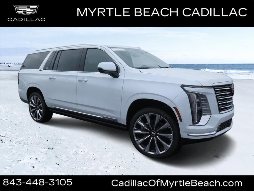 2026 Cadillac Escalade ESV Platinum Luxury in Vibrant White Tricoat — front three-quarter view