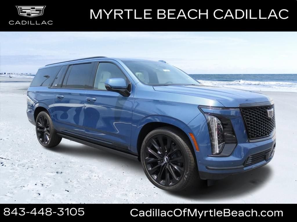 2026 Cadillac Escalade ESV Platinum Sport in Deep Sea Metallic — front three-quarter view