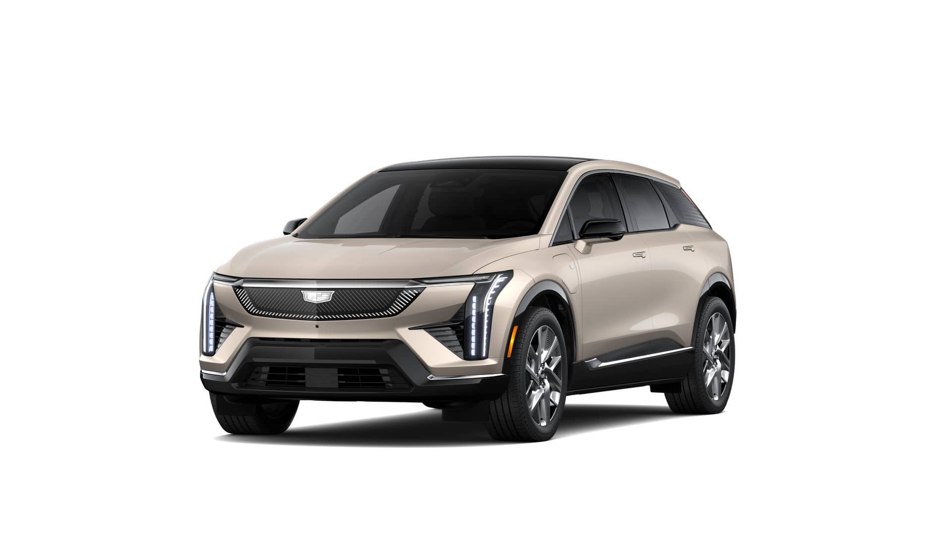 2027 Cadillac OPTIQ Premium Luxury in Sandstone — front three-quarter view